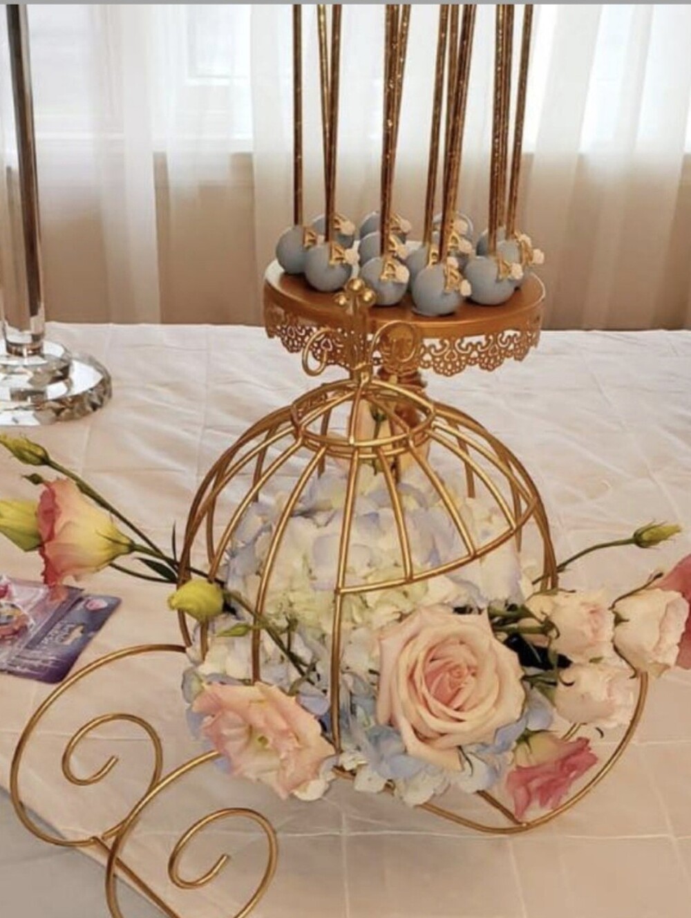 Set of 2 Gold Cinderella Carriage Centerpieces Sweet 16 Wedding Decor
